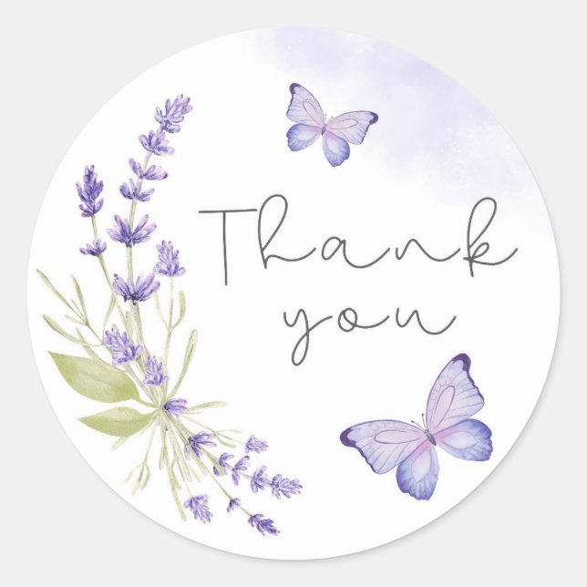 Watercolor Flowers Thank You Classic Round Sticker (Front)