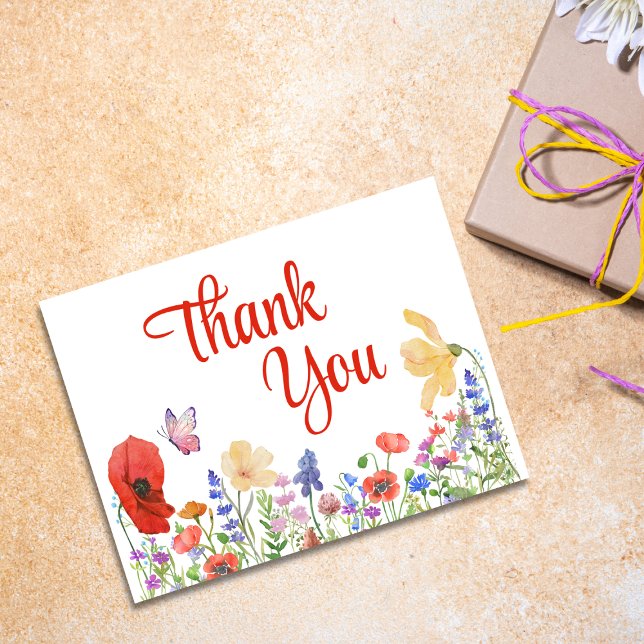 Watercolor flowers thank you postcard (Creator Uploaded)