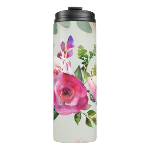 Watercolor Flowers Thermal Tumbler