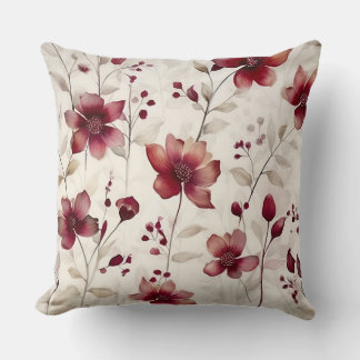 Watercolor Flowers Throw Pillow