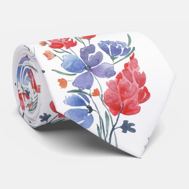 Watercolor, flowers. tie (Rolled)