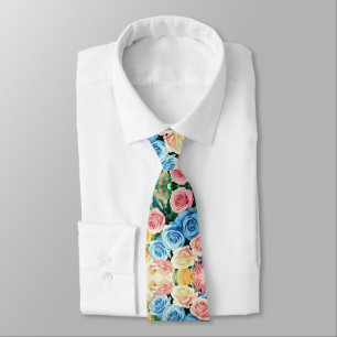 Watercolor Flowers Tie