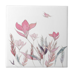 Watercolor flowers tile