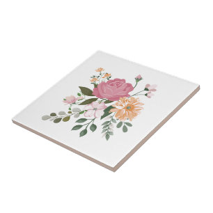 Watercolor flowers  tile
