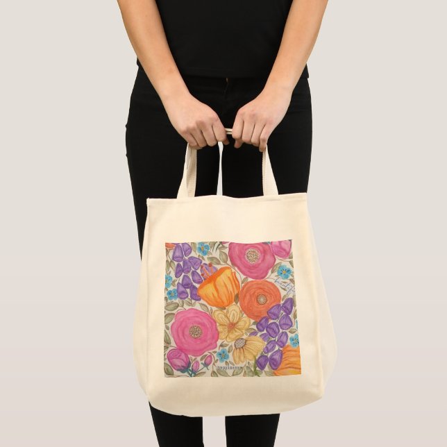 Watercolor Flowers Tote Bag (Front (Product))