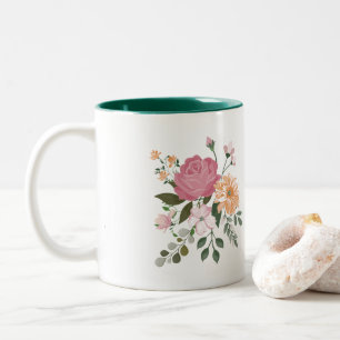 Watercolor flowers Two-Tone coffee mug