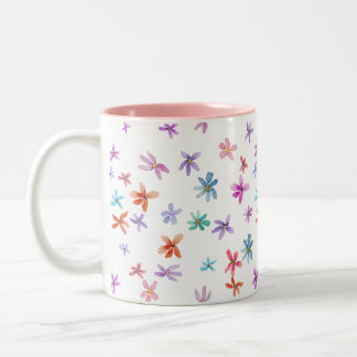 Watercolor flowers Two-Tone coffee mug