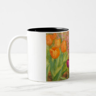 Watercolor Flowers Two-Tone Coffee Mug