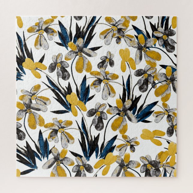 Watercolor flowers: vibrant summer pattern. jigsaw puzzle (Vertical)