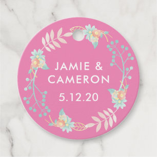 Watercolor Flowers Wedding Favour Tags