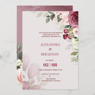 Watercolor Flowers Wedding Invitation