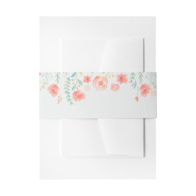 Watercolor Flowers Wedding Invitation Belly Band (Front Example)