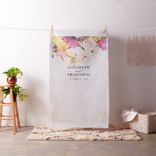 Watercolor Flowers Wedding Photo Booth Backdrop