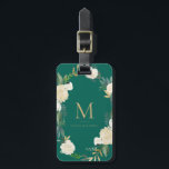 Watercolor Flowers with Gold Foil Monogram Green Luggage Tag<br><div class="desc">Watercolor Flowers with Gold Foil Monogram Green Bag Tag | Elegant and feminine luggage tag featuring watercolor flowers with faux gold foil and faux gold glitter accents with a green background colour.</div>
