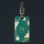 Watercolor Flowers with Gold Foil Monogram Green Luggage Tag<br><div class="desc">Watercolor Flowers with Gold Foil Monogram Green Bag Tag | Elegant and feminine luggage tag featuring watercolor flowers with faux gold foil and faux gold glitter accents with a green background colour.</div>