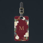 Watercolor Flowers with Gold Foil Monogram Red Luggage Tag<br><div class="desc">Watercolor Flowers with Gold Foil Monogram Red Bag Tag | Elegant and feminine luggage tag featuring watercolor flowers with faux gold foil and faux gold glitter accents with a red background colour.</div>