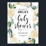 Watercolor Flowers with Gold Glitter Baby Shower Poster<br><div class="desc">An elegant and feminine floral baby shower welcome sign featuring watercolor flowers with faux gold and glitter accents. This welcome sign is perfect for spring and summer baby showers. The colours are perfect for gender neutral baby showers.</div>