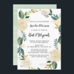 Watercolor Flowers with Gold Glitter Bat Mitzvah Invitation<br><div class="desc">Customisable Bat Mitzvah invitation featuring watercolor floral pattern with faux gold foil and faux gold glitter accents - there's no actual gold foil or glitter.  Similar items and matching items are available in my store.</div>