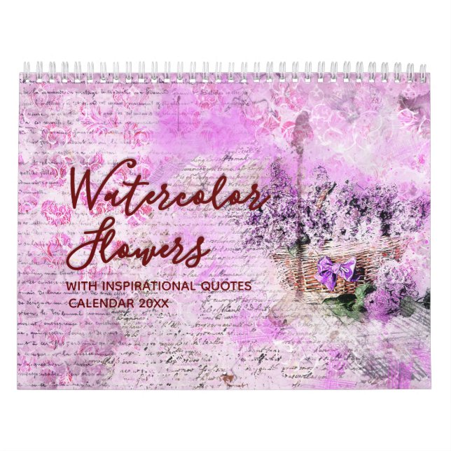 Watercolor Flowers with Motivation Quotes Calendar (Cover)