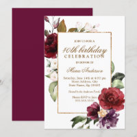 Watercolor Flowers Womans 40th Birthday Party