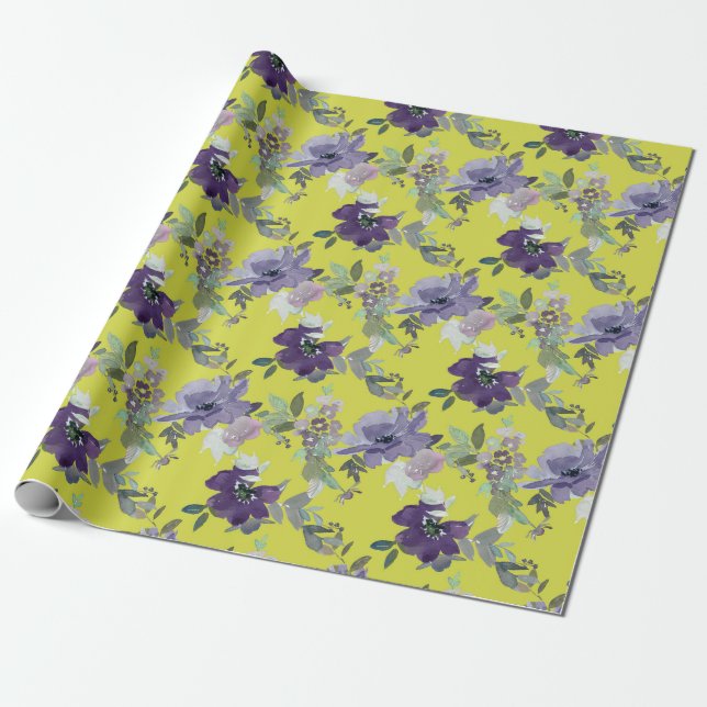 Watercolor Flowers Wrapping Paper (Unrolled)