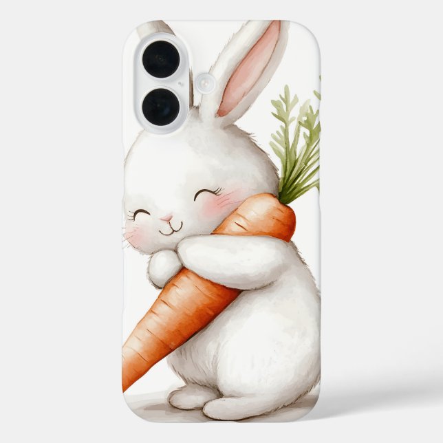 Watercolor Fluffy Bunny Carrot Love  Case-Mate iPhone Case (Back)