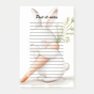 Watercolor Fluffy Bunny Carrot Love  Post-it Notes