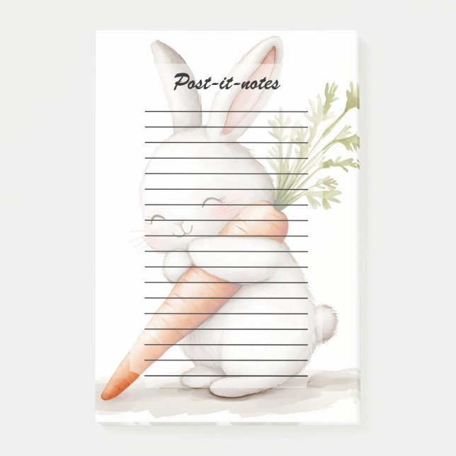 Watercolor Fluffy Bunny Carrot Love  Post-it Notes (Front)
