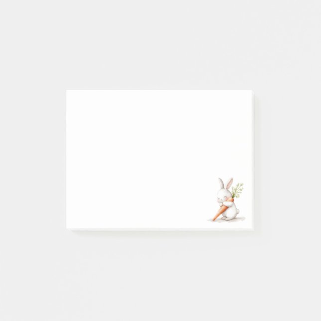 Watercolor Fluffy Bunny Carrot Love  Post-it Notes (Front)