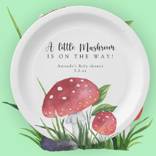 Watercolor fly agaric is on the way! baby shower  paper plate