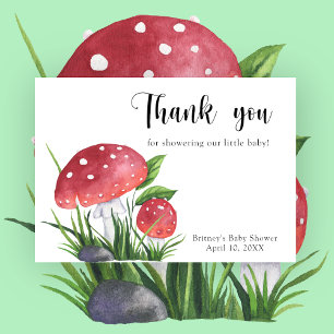 Watercolor fly agaric - thank you baby shower card