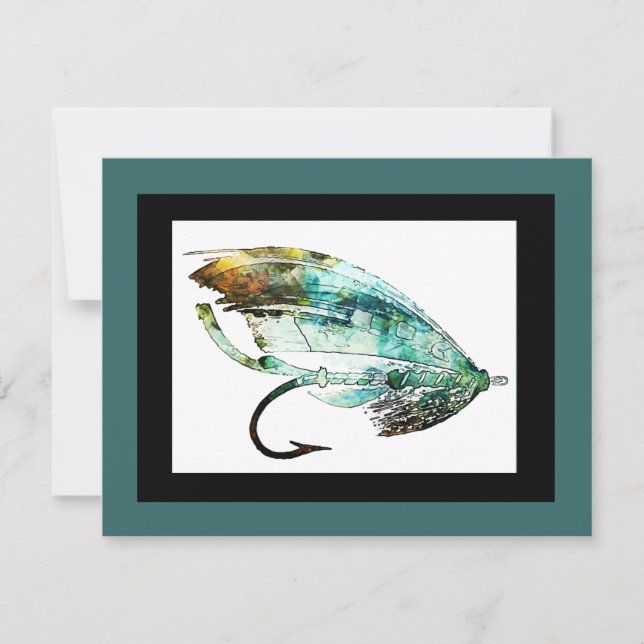 Watercolor Fly Fishing Lure art Invitation (Front)