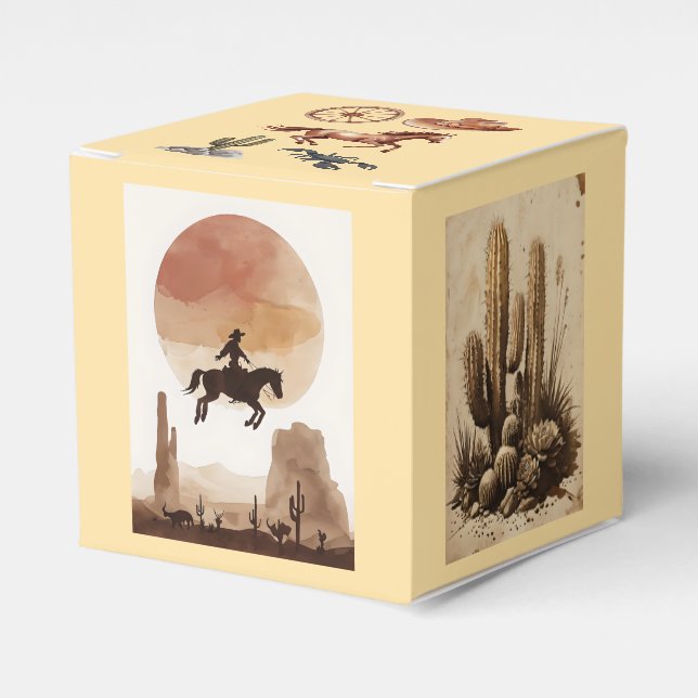 Watercolor Flying Cowboy Favour Box (Front Side)