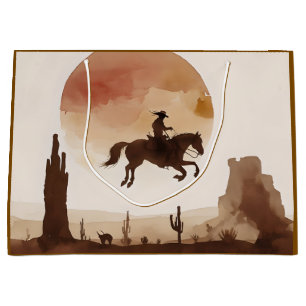 Watercolor Flying Cowboy Large Gift Bag