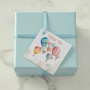 Watercolor flying hot air balloons thank you favour tags