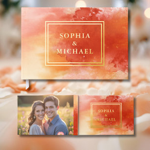 Watercolor Foil Guestbook Editable Orange Colourfu
