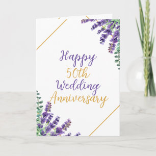 Watercolor Foliage 50th Wedding Anniversary Card