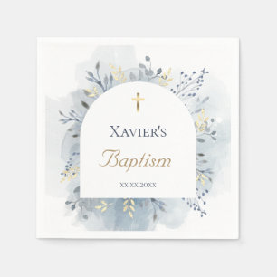 watercolor foliage Baptism Napkin