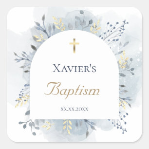 watercolor foliage Baptism Square Sticker