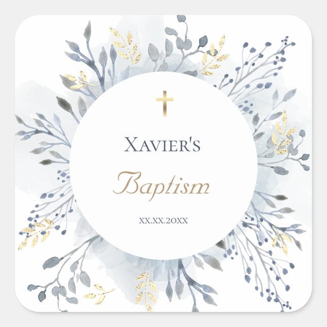 watercolor foliage Baptism Square Sticker (Front)