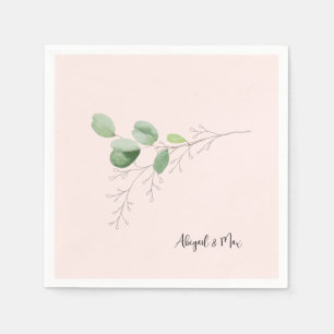 Watercolor Foliage Blush Napkin