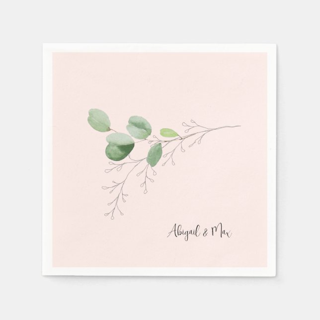 Watercolor Foliage Blush Napkin (Front)