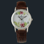Watercolor foliage floral initial monogram watch<br><div class="desc">Watercolor foliage floral initial monogram personalised design. Ideal for birthday,  Christmas,  graduation,  wedding or any celebration.</div>