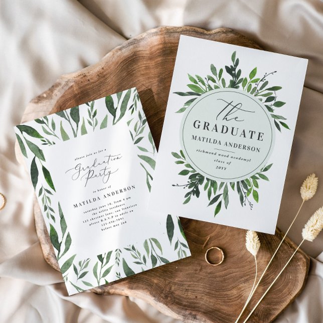 watercolor foliage graduation announcement/invite invitation (Creator Uploaded)