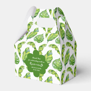 Watercolor foliage Green & White Wedding Favour Bo Favour Box