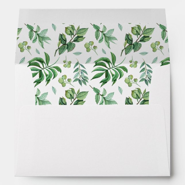 Watercolor Foliage Greenery Wedding Envelope (Back (Bottom))