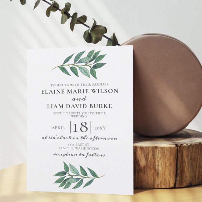 Watercolor Foliage Greenery Wedding Invitation (Creator Uploaded)