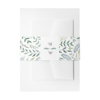 Watercolor Foliage Greenery Wedding Invitation Belly Band