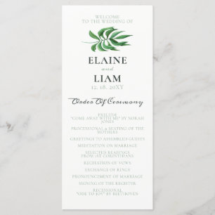 Watercolor Foliage Greenery Wedding Programs Programme