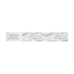 Watercolor Foliage Greenery Wedding Wraparound Address Label